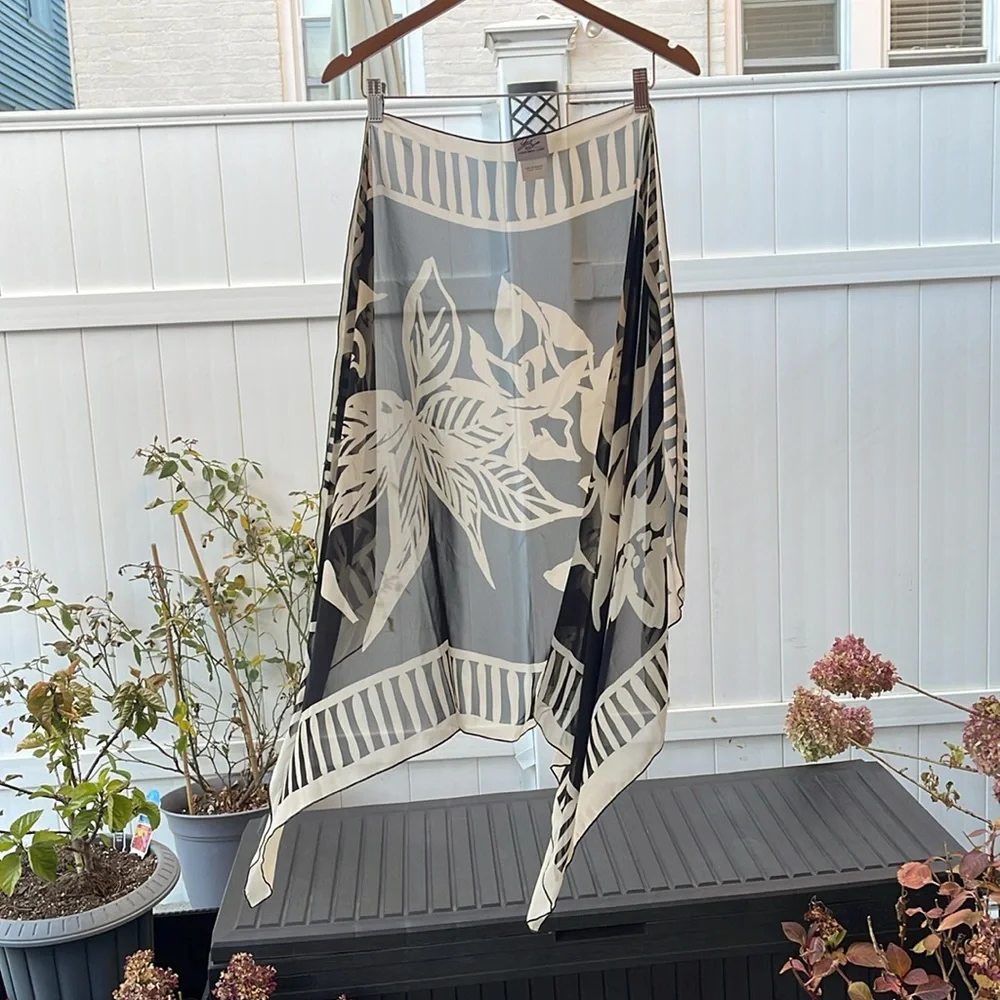 Black & Cream Color Chiffon Shawl / Wrap